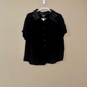 Black Bat Button-Up Women's Top